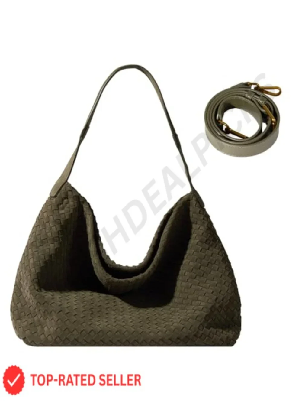 Suede Hobo Tote Bag Hand-Woven Leather Casual Shoulder Bag